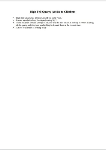 Notice about High Fell Quarry
